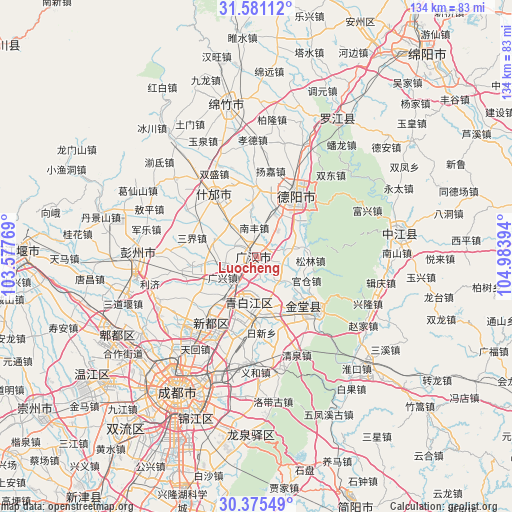 Luocheng on map