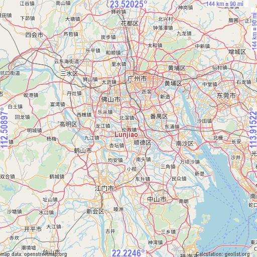 Lunjiao on map