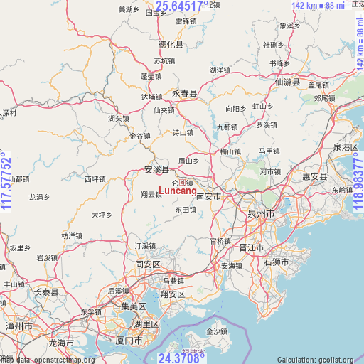 Luncang on map