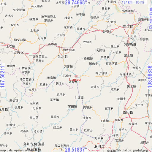 Lujiao on map