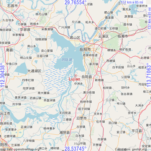 Lujiao on map