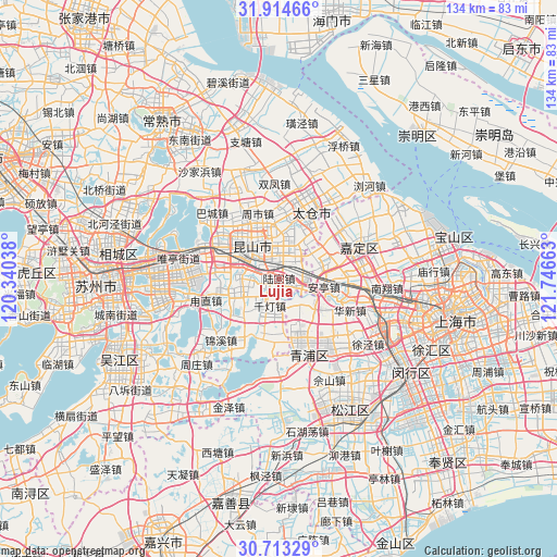 Lujia on map