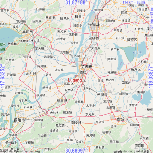 Lugang on map