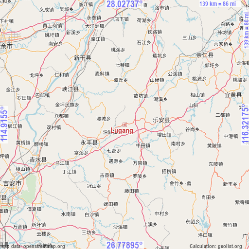 Lugang on map