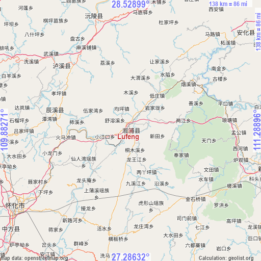 Lufeng on map