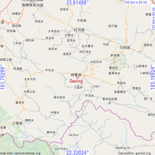 Daxing on map