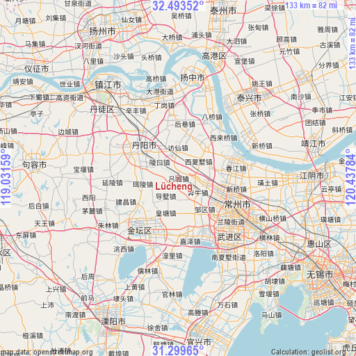 Lücheng on map
