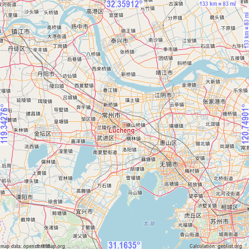 Lucheng on map