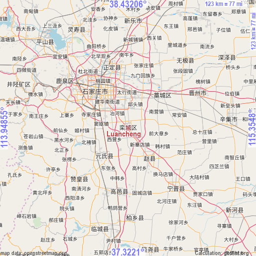 Luancheng on map