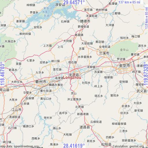 Longzhou on map