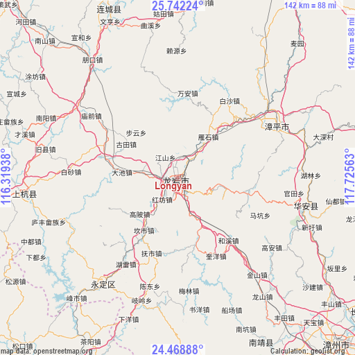 Longyan on map