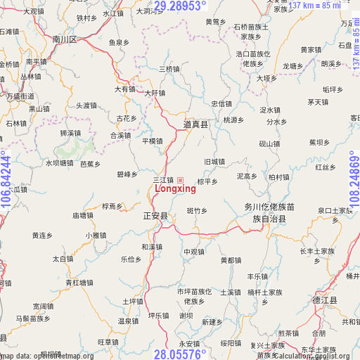 Longxing on map