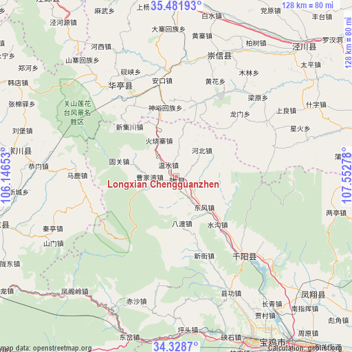 Longxian Chengguanzhen on map