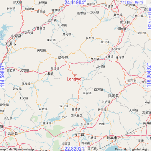 Longwo on map