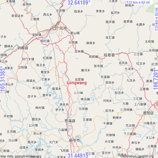 Longwang on map