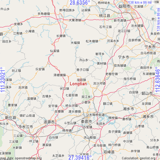 Longtian on map