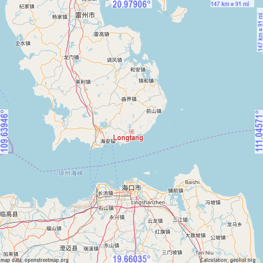 Longtang on map