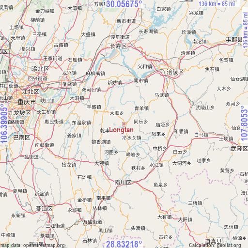 Longtan on map