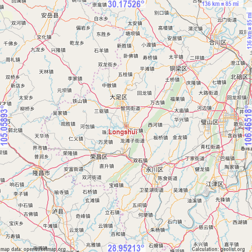 Longshui on map