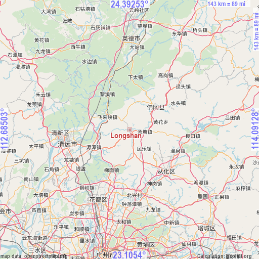 Longshan on map