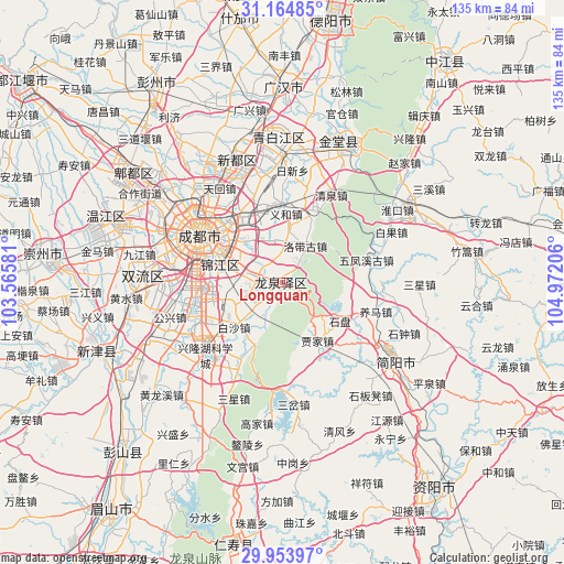 Longquan on map
