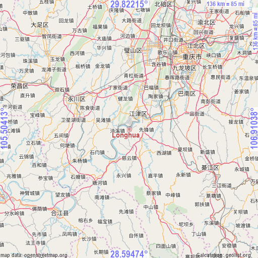 Longhua on map