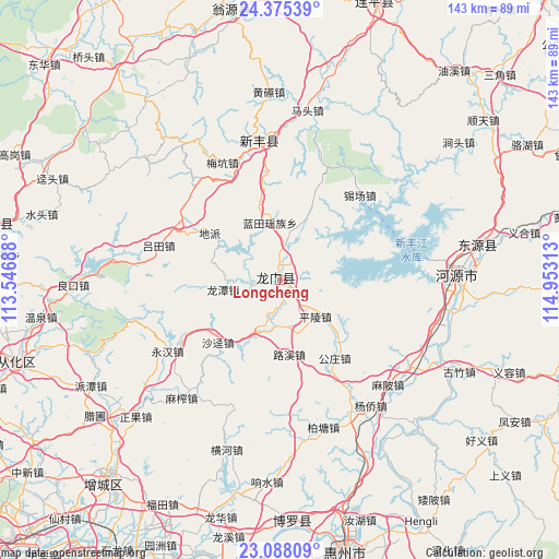 Longcheng on map