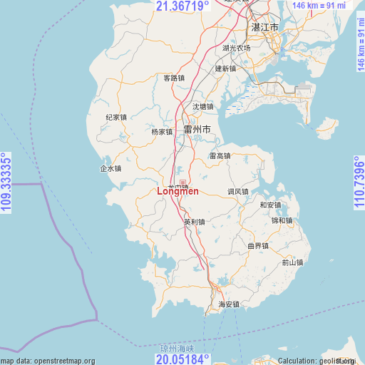 Longmen on map