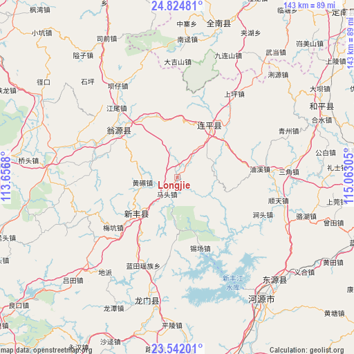 Longjie on map