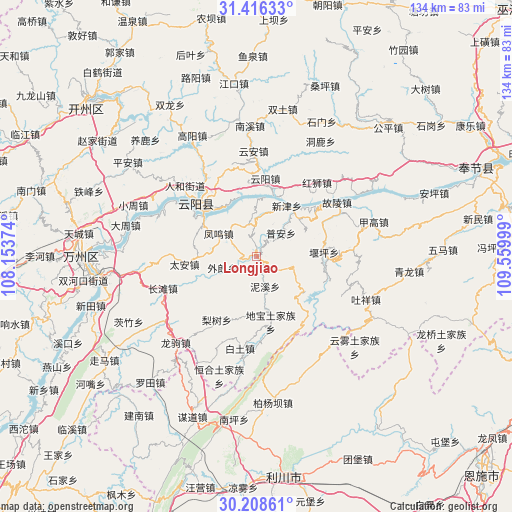 Longjiao on map