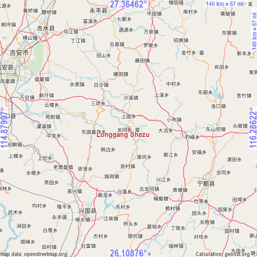 Longgang Shezu on map