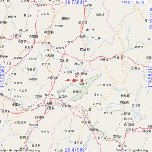 Longgang on map