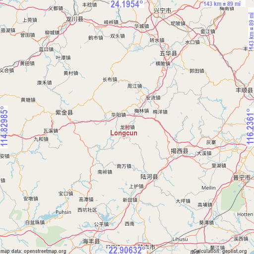 Longcun on map