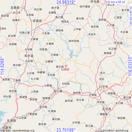 Lizui on map