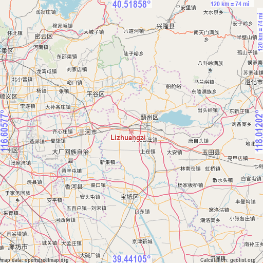 Lizhuangzi on map