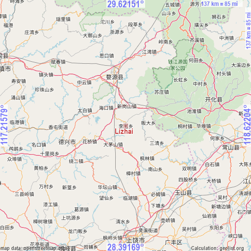 Lizhai on map