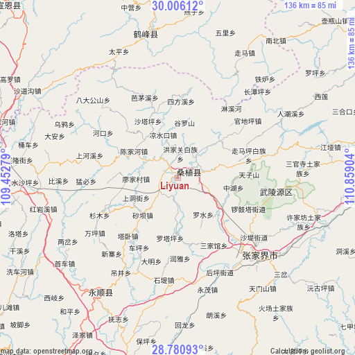 Liyuan on map