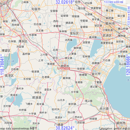 Licheng on map