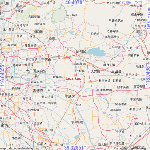 Liuzikou on map