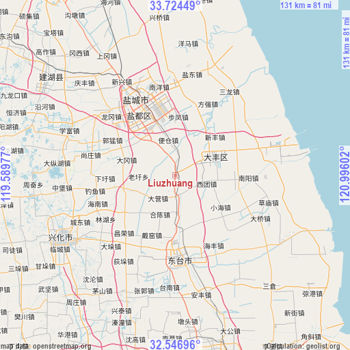 Liuzhuang on map