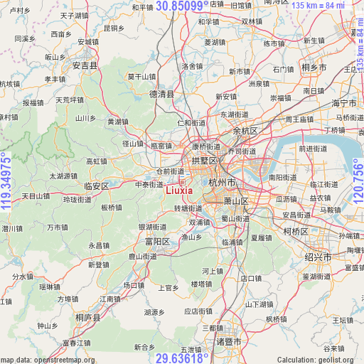 Liuxia on map