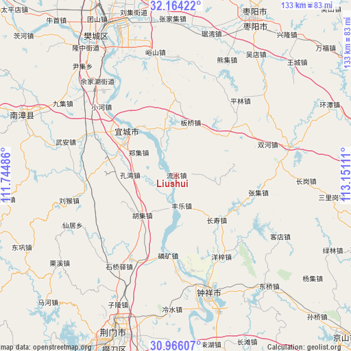 Liushui on map