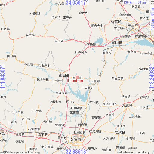 Liushan on map