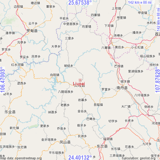 Liupai on map