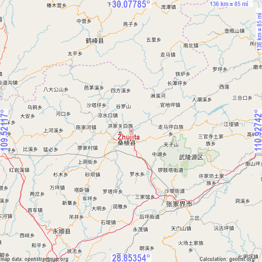 Zhujita on map