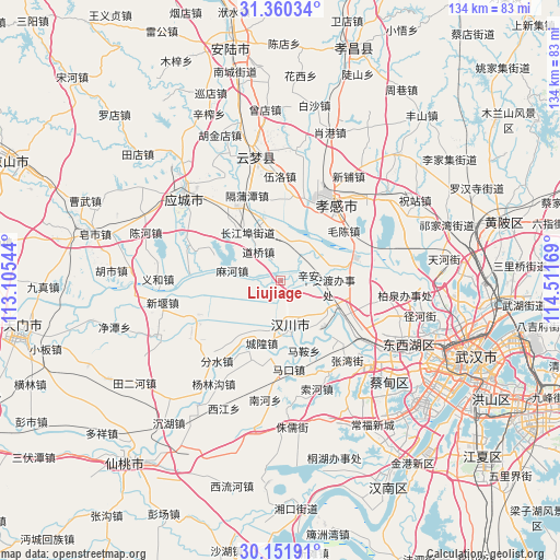 Liujiage on map