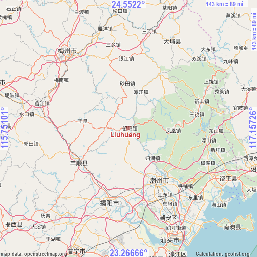 Liuhuang on map