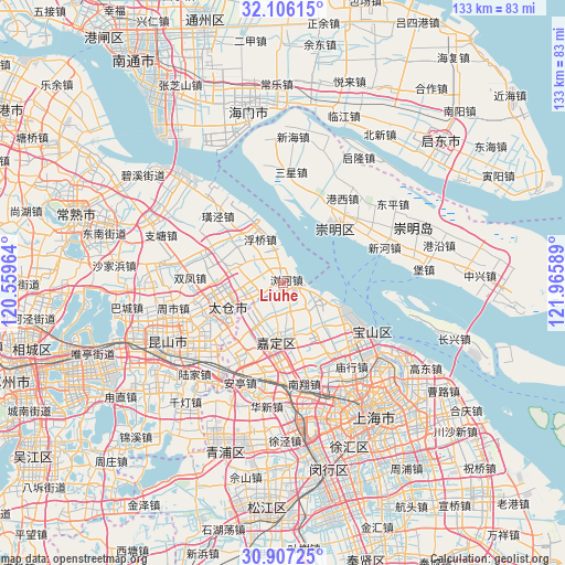 Liuhe on map