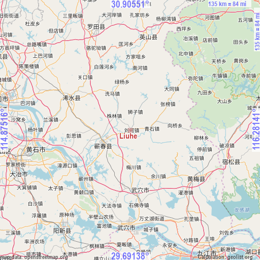 Liuhe on map