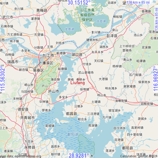 Liufang on map